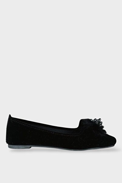 Liger Black Suede Women's Ballerinas - Casual Home Shoes with Buckle