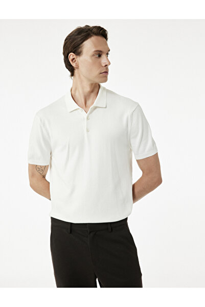 Koton Tricou din bumbac cu mânecă scurtă, cu guler polo, cu nasturi, cu croia...