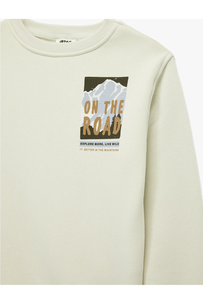 Koton Uzun Kollu Bisiklet Yaka Şardonlu Baskılı Sweatshirt