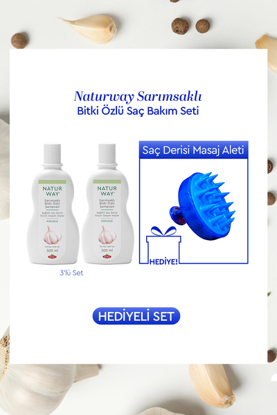 Otacı Naturway Sarımsaklı Bitki Özlü Şampuan Seti - Saç Derisi Masaj Aleti Hediyeli