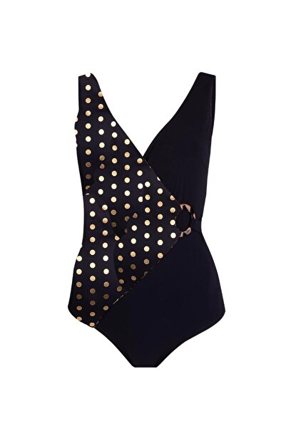 AYYILDIZ 4306 Χρυσό πουά μαγιό με μαύρο σχέδιο