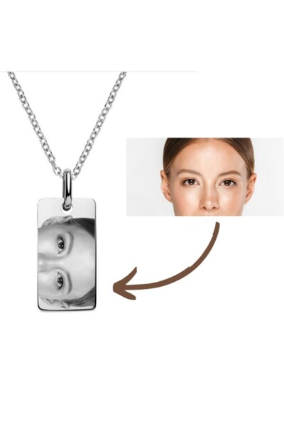 Doğaltaş Kişiye Özel Tasarım Lazer Işleme Resimli Kolye