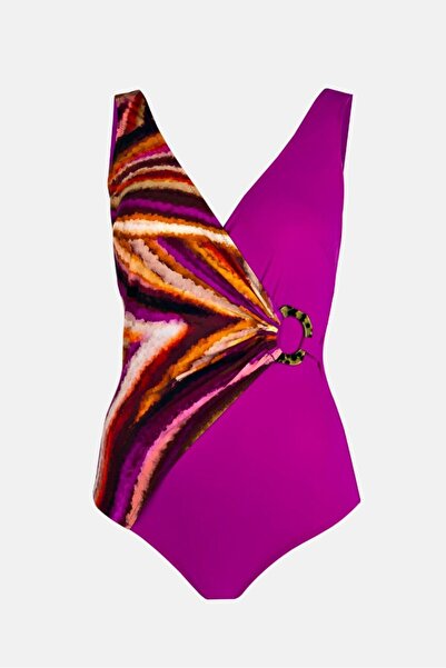 AYYILDIZ 4306 Πορτοκαλί μαγιό με μωβ σχέδιο