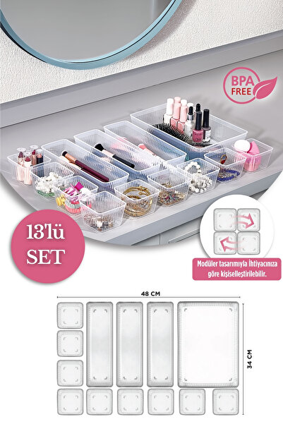 VİGENTİNO 13'lü Dolap İçi Çekmece İçi Takı Makyaj Düzenleyici Organizer