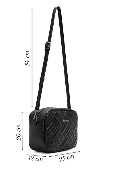 Derimod Women's Black Long Strap Quilted Crossbody Bag 25Wbd2715Kp