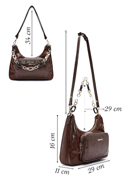 Derimod Women's Brown Double Strap Shoulder Bag 25Wbd282314