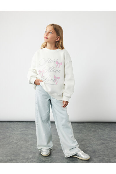 Koton Široké džínové kalhoty s bavlněným detailem na zavazování