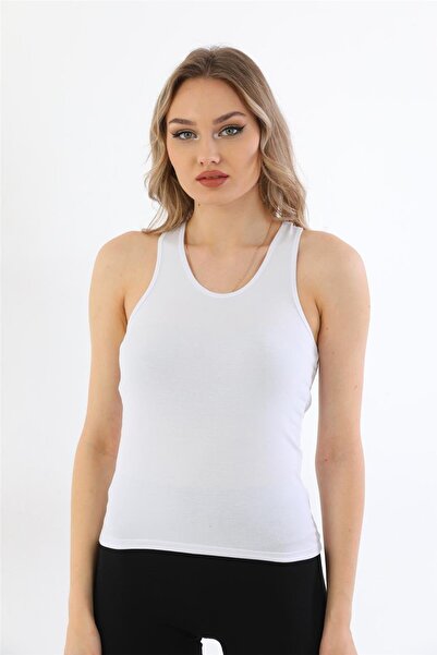 penyebizden Women's Cotton Lycra Sports Strap Tank Top-White