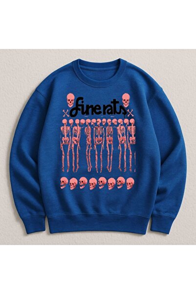 MAYDAY CULTURE Синя двуслойна унисекс блуза с DTF печат, лека, свободна кройка