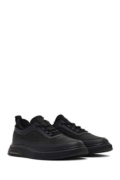 Derimod Erkek Siyah Bağcıklı Kalın Tabanlı Deri Sneaker,Kışlık Spor Ayakkabı 25WFD642414