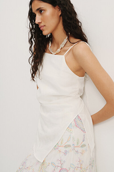 Pilea Asymmetrical Blouse with Linen Straps