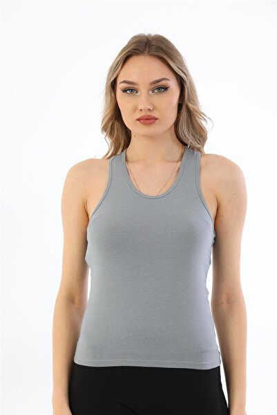 penyebizden Women's Cotton Lycra Sports Tank Top-Grey