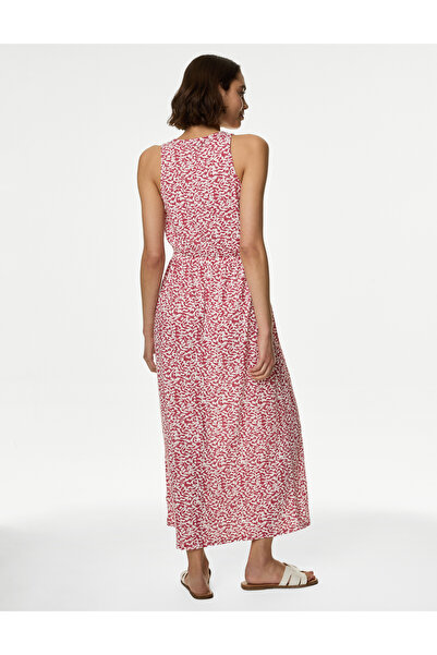 Marks & Spencer Desenli Midi Keten Elbise