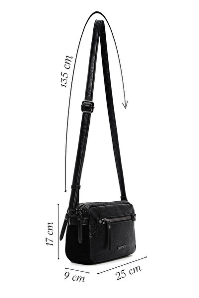 Derimod Women's Black Long Strap Crossbody Bag 25Wbd2463Ft