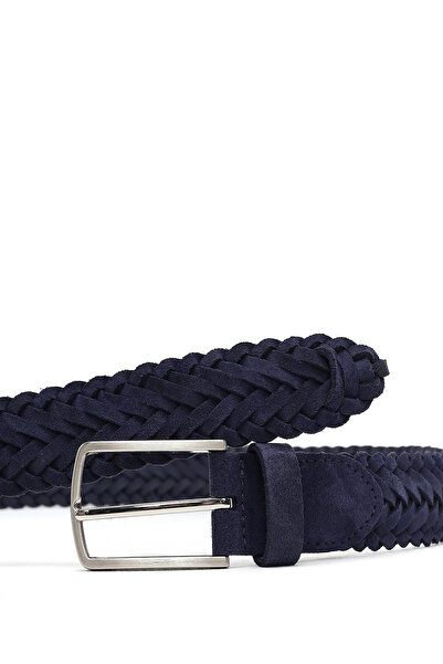 Derimod Men's Navy Blue Knitted Leather Belt 000A2D1306129