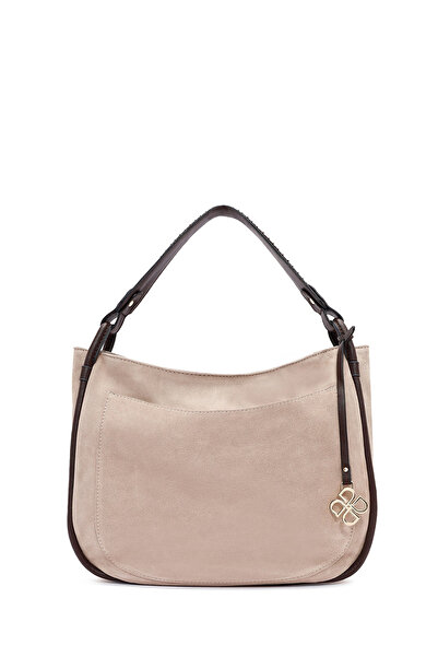 Derimod Women's Gray Long Strap Suede Shoulder Bag 25Wbd248310