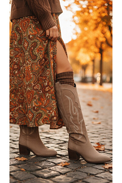 Mio Gusto Romina Mink Color Cowboy Boots