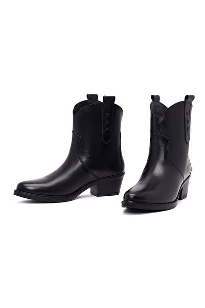 Derimod Kadın Siyah Kalın Topuklu Deri Kovboy Bot 25WFD511718