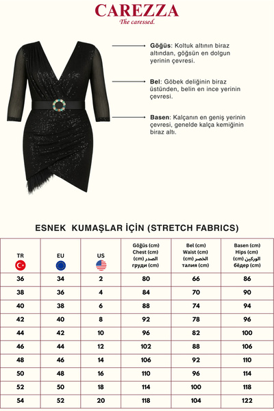 CAREZZA Kruvaze Eteği Tüylü Kemerli Mini Abiye Elbise