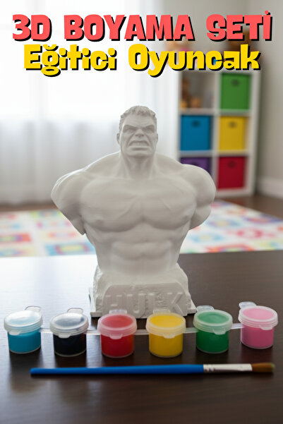 Craft3D Atölye Hulk (12 Cm Boyunda) Beton/taş/figür/büst Boyama Seti-çocuk Bo...