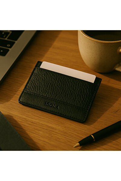 ISOLA %100 Hakiki Deri Kartlık Erkek Yerli Üretim Siyah Yumuşak Dokulu