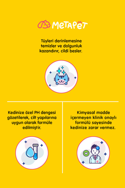 Metapet Kediler için Kuru Köpük Şampuanı, (Bit Pire Parazit Kene Damlası Tarağı Tasması Ile Kullanılabilir)