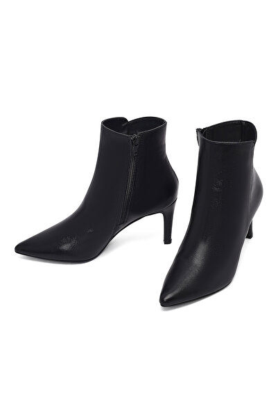 Derimod Kadın Siyah Fermuarlı İnce Topuklu Deri Bot 25WFD161118