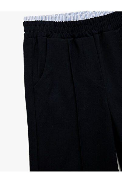 Koton Beli Lastikli Viskon Karışımlı Basic Geniş Paça Pantolon