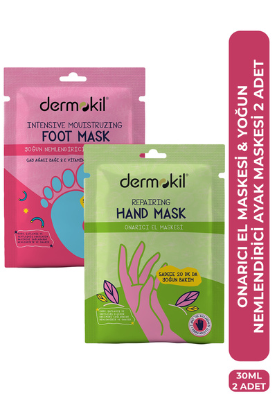 Dermokil Yoğun Nemlendirici Ayak Maskesi 30 Ml + Onarıcı El Maskesi 30 Ml 2 ' Li Set