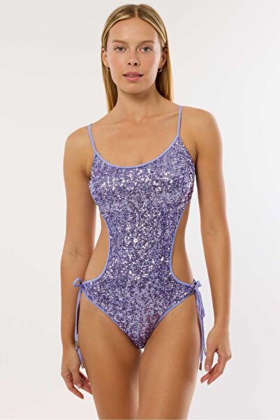 AYYILDIZ 4318 Lilac Sequin Embroidered Swimsuit
