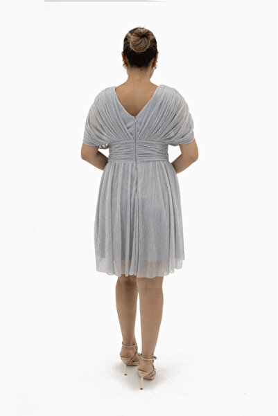 CAREZZA Kruvaze Yoğun Büzgülü Mini Elbise