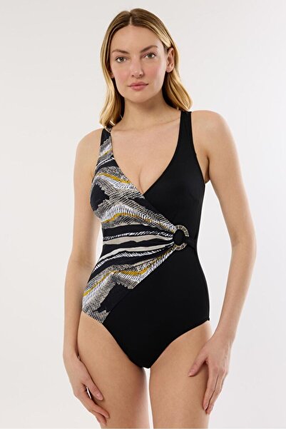 AYYILDIZ 49600 Siyah Desenli Toparlayıcı Mayo