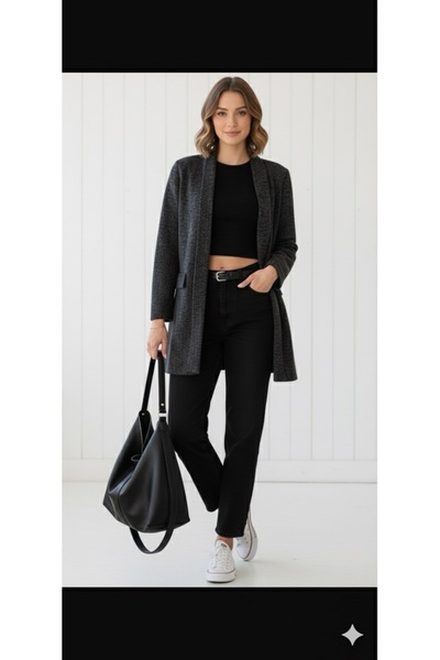 Heyya Дамско жакардово яке с пеперуди от черно до черно