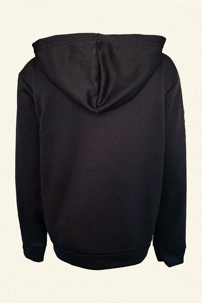 GZ Design Colorful Sequin Embroidered Black Hooded Sweatshirt