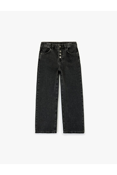 Koton Pantaloni din denim elastic cu detaliu cu nasturi din bumbac, cu talie ...