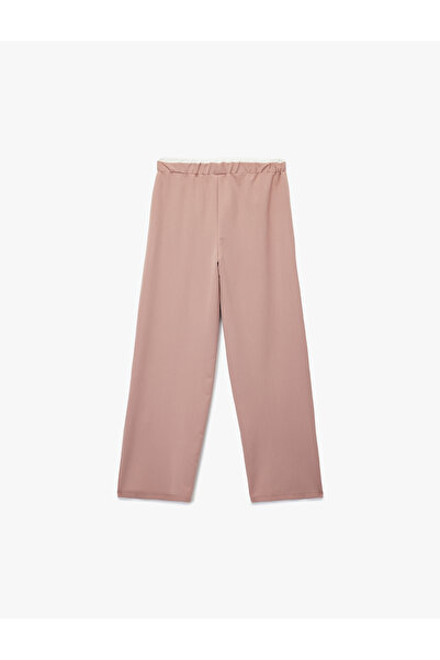 Koton Beli Lastikli Yüksek Bel Basic Geniş Paça Pantolon