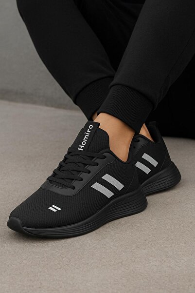 homiro Unisex šněrovací úpletová sportovní obuv Poly Sole-Černá-uzená