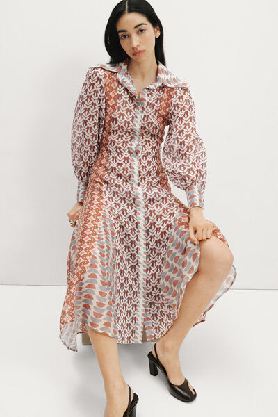 Pilea فستان ماكسي منقوش من أوبالين (قم بإرسال رسالة لاختيار بطانةك)