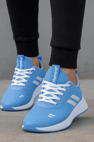 homiro Tricotaj unisex cu șireturi Pantofi sport cu talpă din polietilenă-albastru