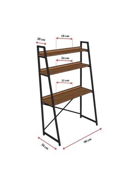 asratrend Metal Kitaplıklı Çalışma Masası-safir Meşe