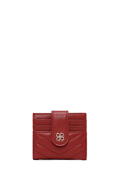 Derimod Women's Burgundy Quilted Card Holder 000A2D5621Kp