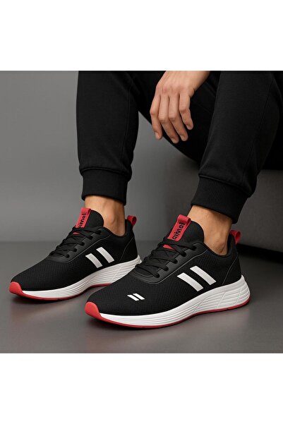 homiro Unisex šněrovací úpletová sportovní obuv Poly Sole-černá-bílá-červená