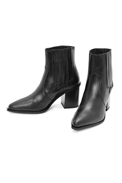 Derimod Kadın Siyah Kalın Topuklu Deri Kovboy Bot 25WFD160918