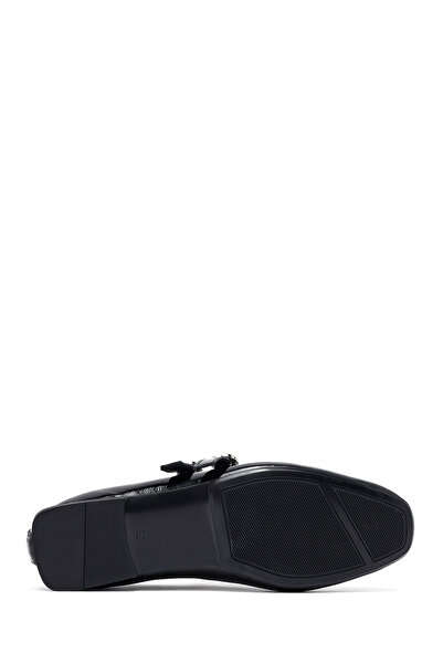 Derimod Women's Black Buckle Patent Leather Ballerina Shoes 25Afd270016