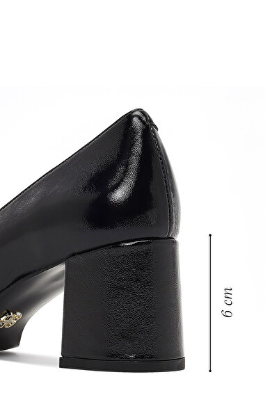 Derimod Women's Black Thick Heeled Leather Shoes 25Afd162016