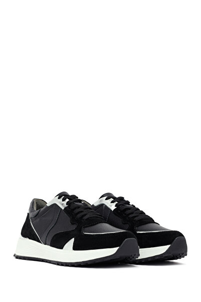 Derimod Women's Black Lace-Up Thick Sole Leather Sneaker, Winter Sports Shoes 25Afd370714