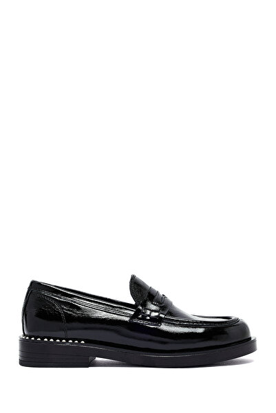 Derimod Women's Black Patent Leather Masculine Loafer, Winter Shoes 25Afd510416