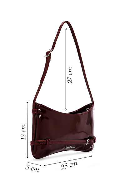 Derimod Women's Burgundy Mini Patent Leather Shoulder Bag 25Abd200216