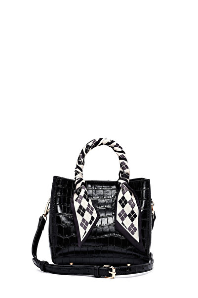 Derimod Kadın Siyah Uzun Askılı Kroko Desenli Mini Kol Çantası 25WBD2713E3