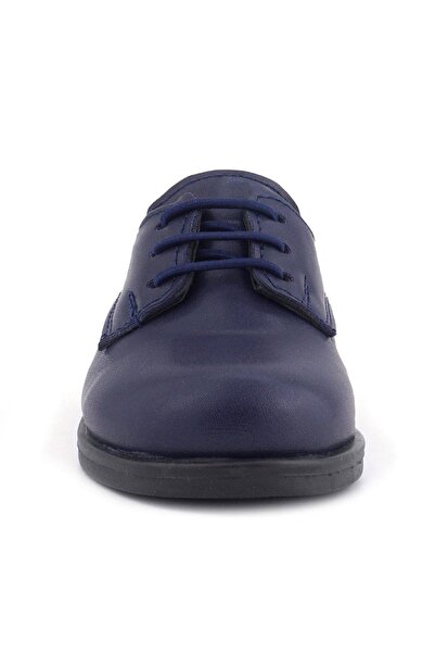 Rakerplus Navy Blue Matte Lace-Up Oxford Children's School Shoes